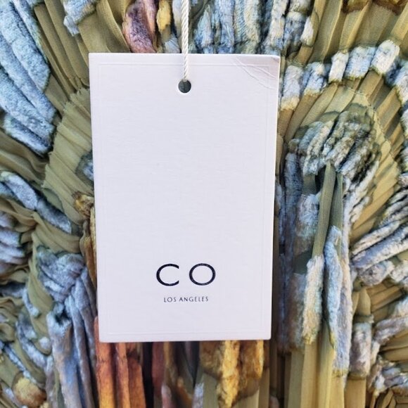 CO. Hand Painted Watercolor French Velvet Pleated Midi‎ Dress - Picture 8 of 10